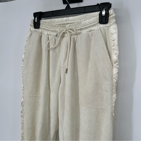 ATM Loop Cream Satin French Cotton Terry Pull-on‎ Chalk Jogger Track Pants - Picture 5 of 16